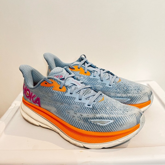 Hoka Sky Blue and Vibrant Orange Sneakers - Picture 2 of 7